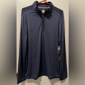 Flag & Anthem MadeFlex Men's Quarter 1/4 Zipper Navy Combo Striped Sweater Large